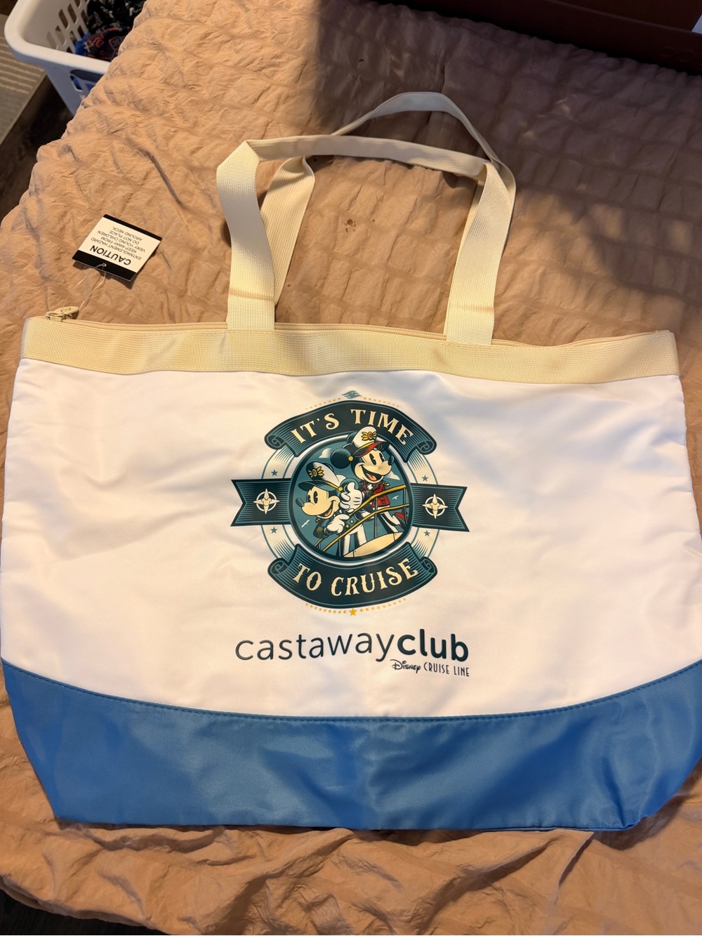 It's Time to Cruise Tote Bag - Blue & Cream